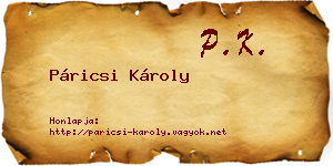 Páricsi Károly névjegykártya