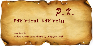 Páricsi Károly névjegykártya